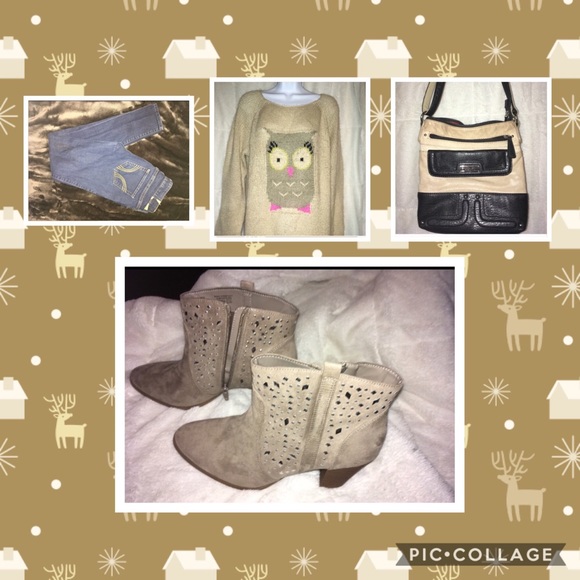 JLo booties. Tan w silver accents 3" heel - Picture 2 of 8